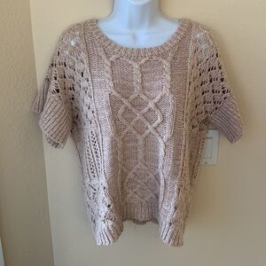 PRANA‎ Rose Pink crocheted chunky Cable knit Sweater Small